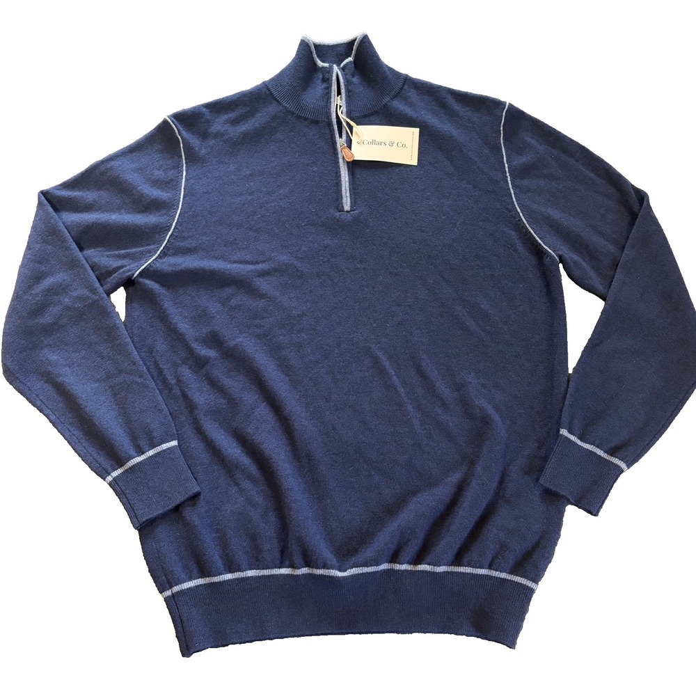 Collars & Co Napoli Collection 1/4 Zip Sweater Mens Medium Wool Cashmere NWT New